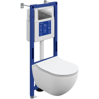 Комплект CERSANIT BRASKO SMART DPL EO slim инсталляция AQUA 40 SMART M кнопка TWINS пластик хром глянцевый LP