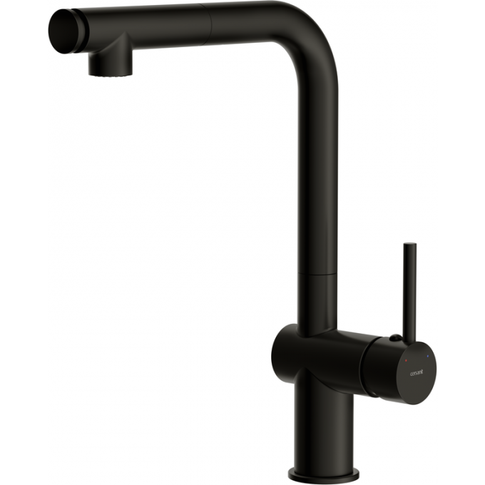 Смеситель CERSANIT для кухни FLAVIS однорычажный с выдвижным изливом два режима, черный 68237