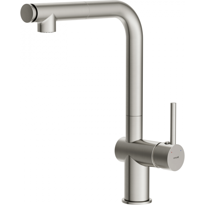 Смеситель CERSANIT для кухни FLAVIS однорычажный с выдвижным изливом два режима, никель 68238