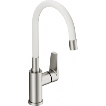 Смеситель CERSANIT для кухни MODUO однорычажный с гибким изливом, белый