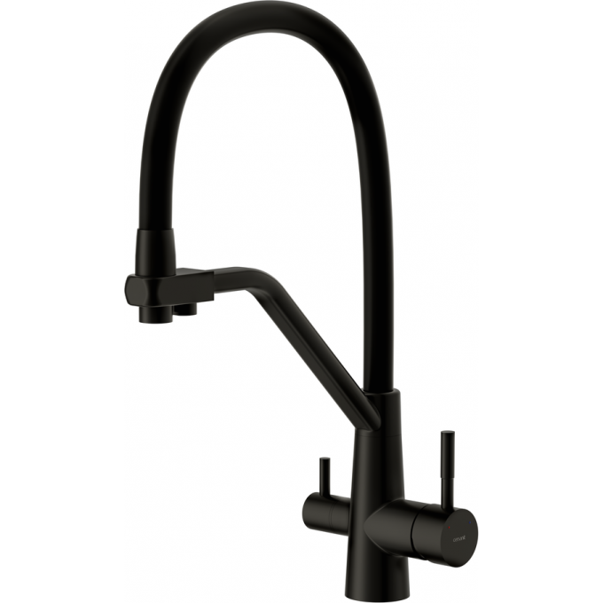 Смеситель CERSANIT для кухни VIVO однорычажный с фильтром с гибким изливом, черный 68218
