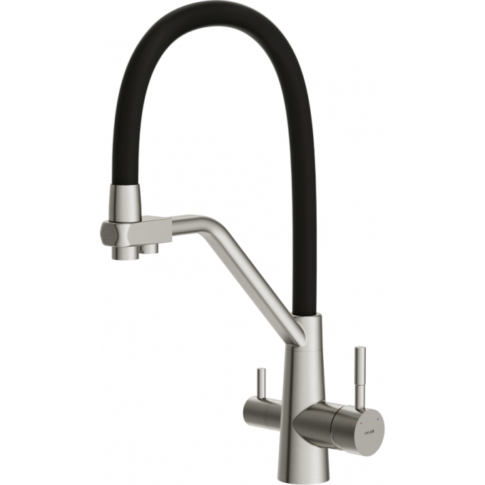 Смеситель CERSANIT для кухни VIVO однорычажный с фильтром с гибким изливом, никель 64837